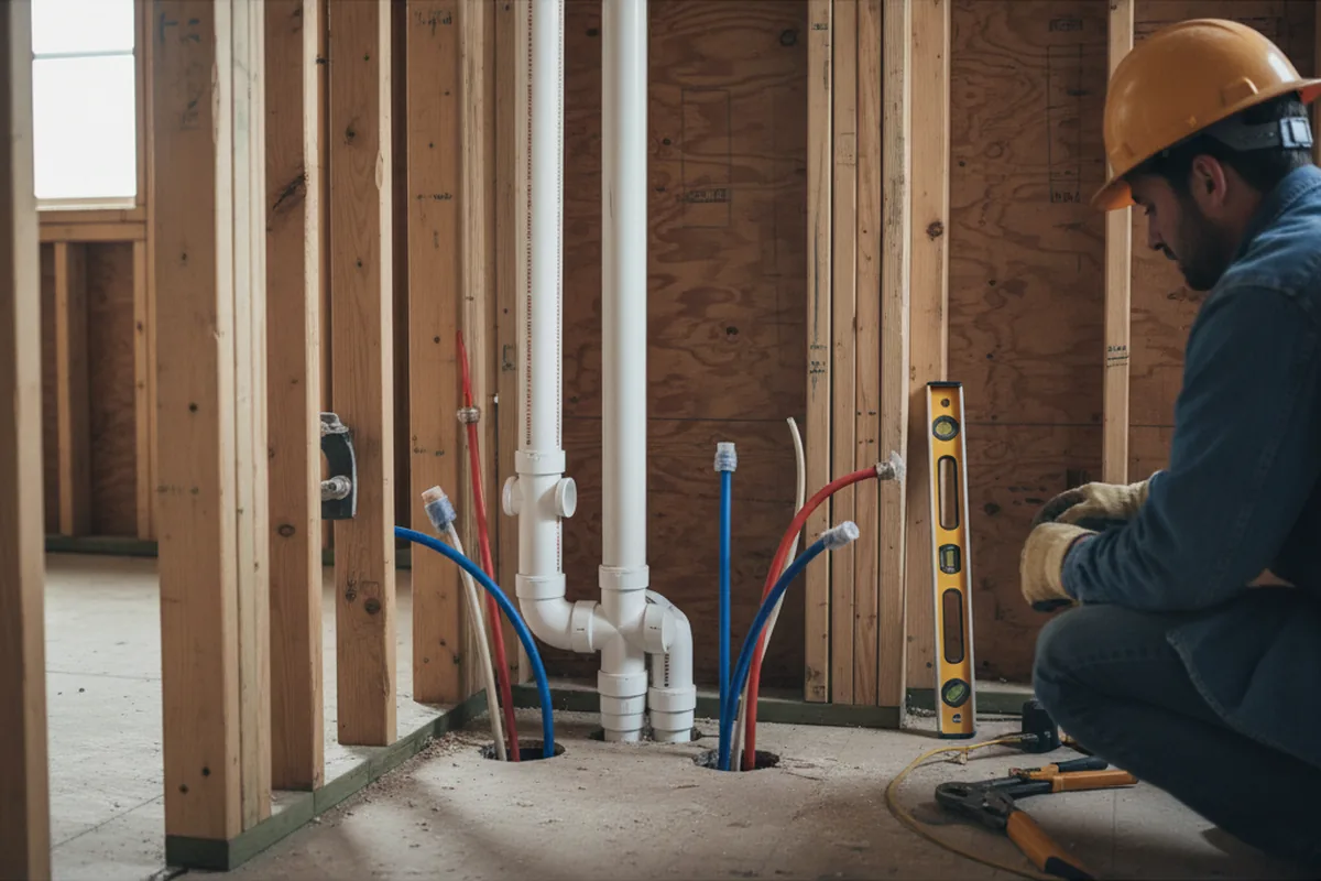 Drain and supply rough-in during Sump Pump Repair in Longport