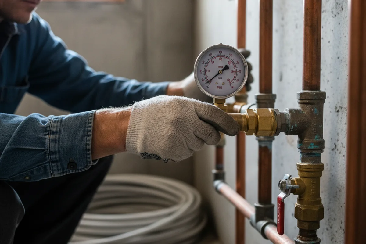 Pressure testing a repaired line during Water Line Repair in Longport